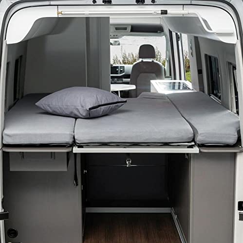 Black Forest Fox Wohnmobil Schonbezug Hochbett Faltbett für VW T5 T6 T6.1 Beach Ocean Gran California 600 680 Mercedes Benz Marco Polo (Grau. Grand California 600 für 3 TLG. Heckbett)