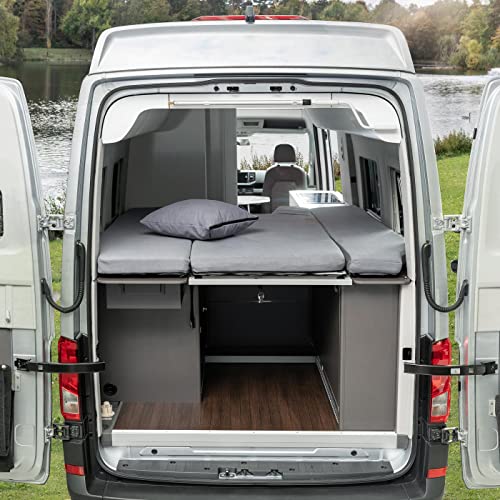 Black Forest Fox Wohnmobil Schonbezug Hochbett Faltbett für VW T5 T6 T6.1 Beach Ocean Gran California 600 680 Mercedes Benz Marco Polo (Grau. Grand California 600 für 3 TLG. Heckbett)