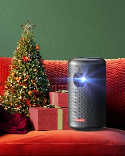 Anker Nebula Beamer Capsule Max, Mini Beamer, Projektor in Pint-Größe, WLAN, 200 ANSI Lumen, 8W Lautsprecher, 100 Zoll Bild, 4 Stunden Wiedergabe, Ideal für zu Hause, Home Entertainment