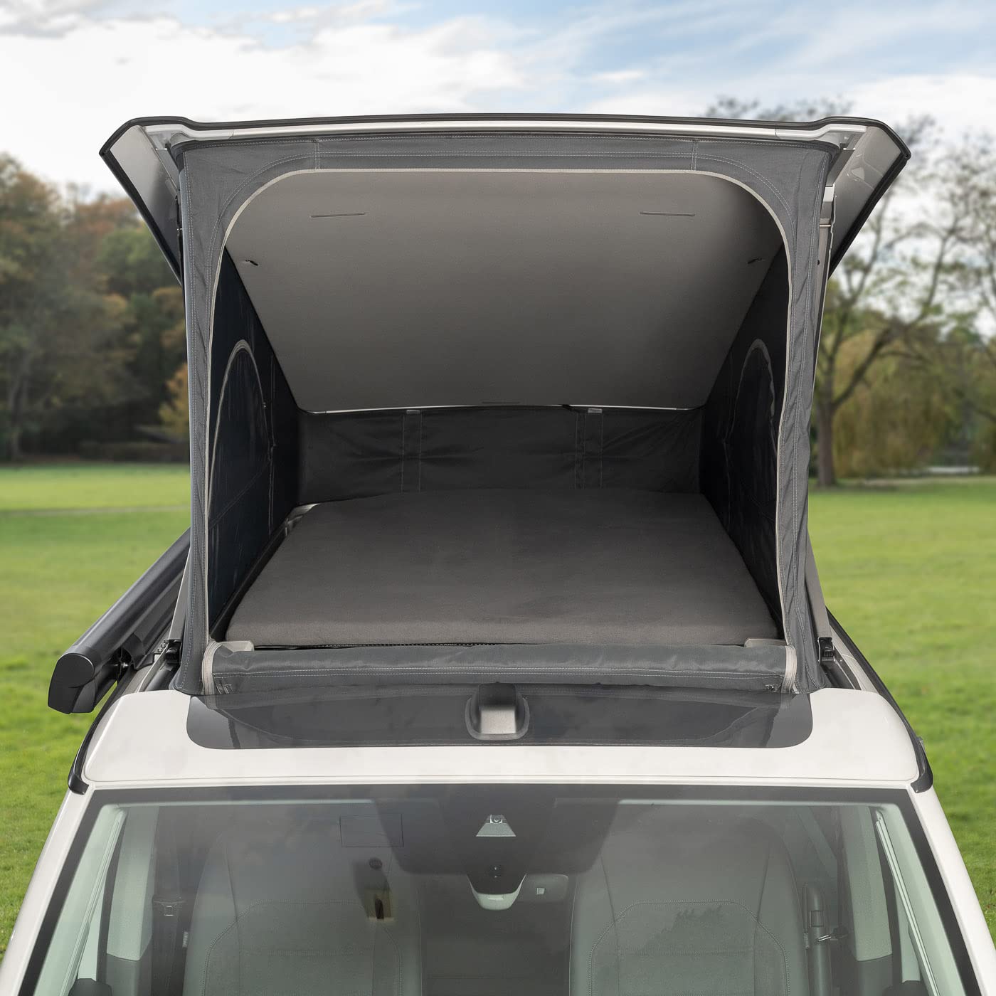 Black Forest Fox Wohnmobil Schonbezug Hochbett Faltbett für VW T5 T6 T6.1 Beach Ocean Gran California 600 680 Mercedes Benz Marco Polo (Grau. Grand California 600 für 3 TLG. Heckbett)